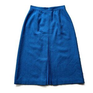 Surrey Classics Blue Midi Skirt Inverted Front Pleat Vintage Made in Canada